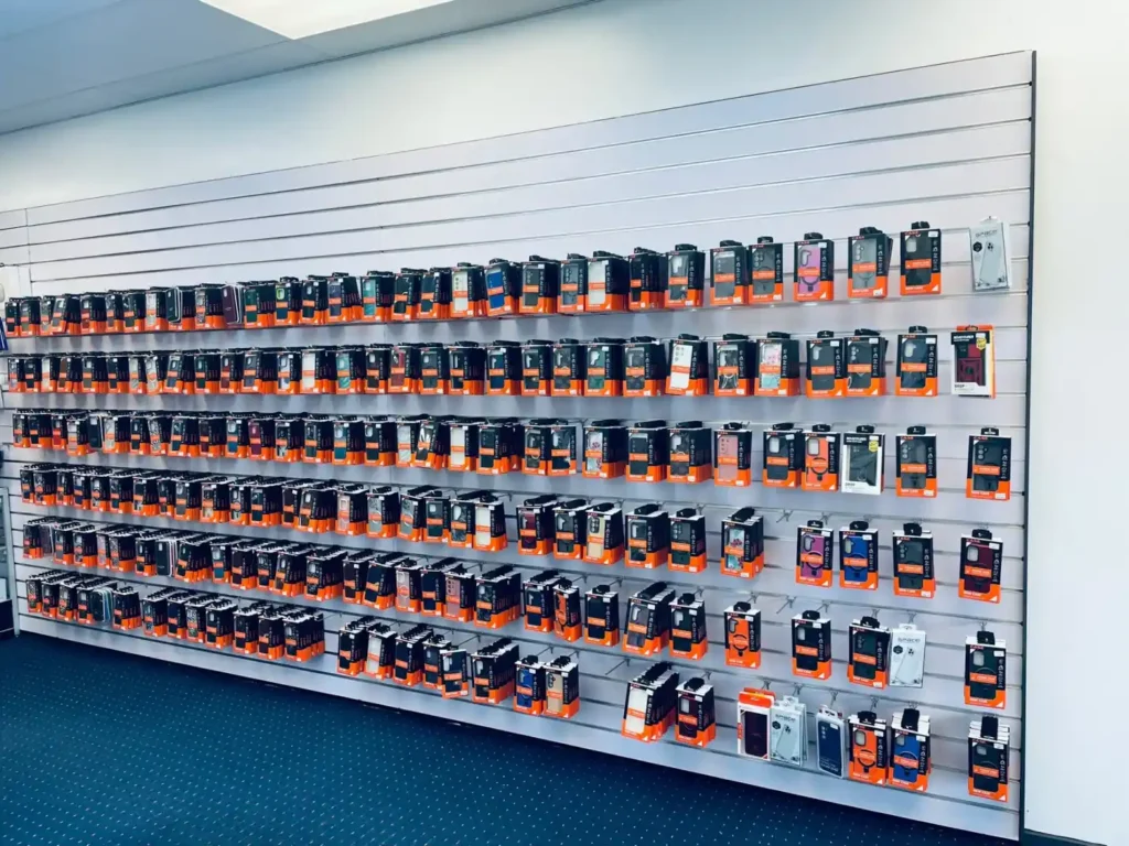 Phone cases and mobile accessories displayed at Gisborne Tech Repair Hub